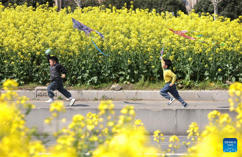Παιδι? πετο?ν χαρταετο?? στην π?λη Qianyuan τη? π?λη? Huzhou, στην επαρχ?α Zhejiang τη? ανατολικ?? Κ?να?, στι? 20 Μαρτ?ου 2025. (Φωτογραφ?α / Xinhua)