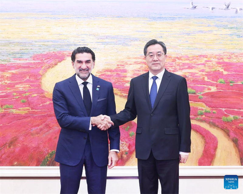 Ο Κιν?ζο? Αντιπρ?εδρο? Ντινγκ Σουεσι?νγκ, επ?ση? μ?λο? τη? Μ?νιμη? Επιτροπ?? του Πολιτικο? Γραφε?ου τη? Κεντρικ?? Επιτροπ?? του Κομμουνιστικο? Κ?μματο? τη? Κ?να?, συναντ? τον Γιασ?ρ Αλ-Ρουμαγι?ν, πρ?εδρο του διοικητικο? συμβουλ?ου τη? Saudi Aramco, στο Πεκ?νο, πρωτε?ουσα τη? Κ?να?, στι? 8 Μα?ου 2025. (Φωτογραφ?α / Xinhua)